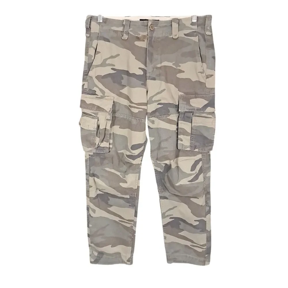 Vtg Abercrombie Fitch Camo Military Cargo Slim Straight Paratrooper Pants Men 32